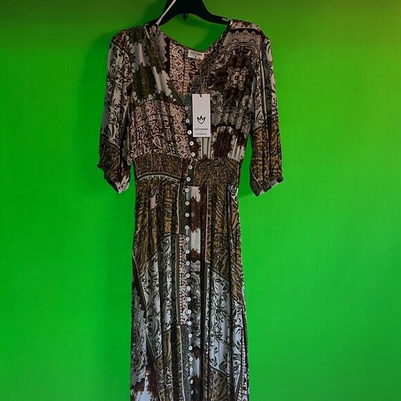 Talisman Halcyon Paisley Gardens Print Maxi Dress Size XL - Picture 4 of 5